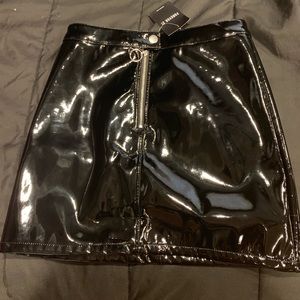 faux leather black skirt